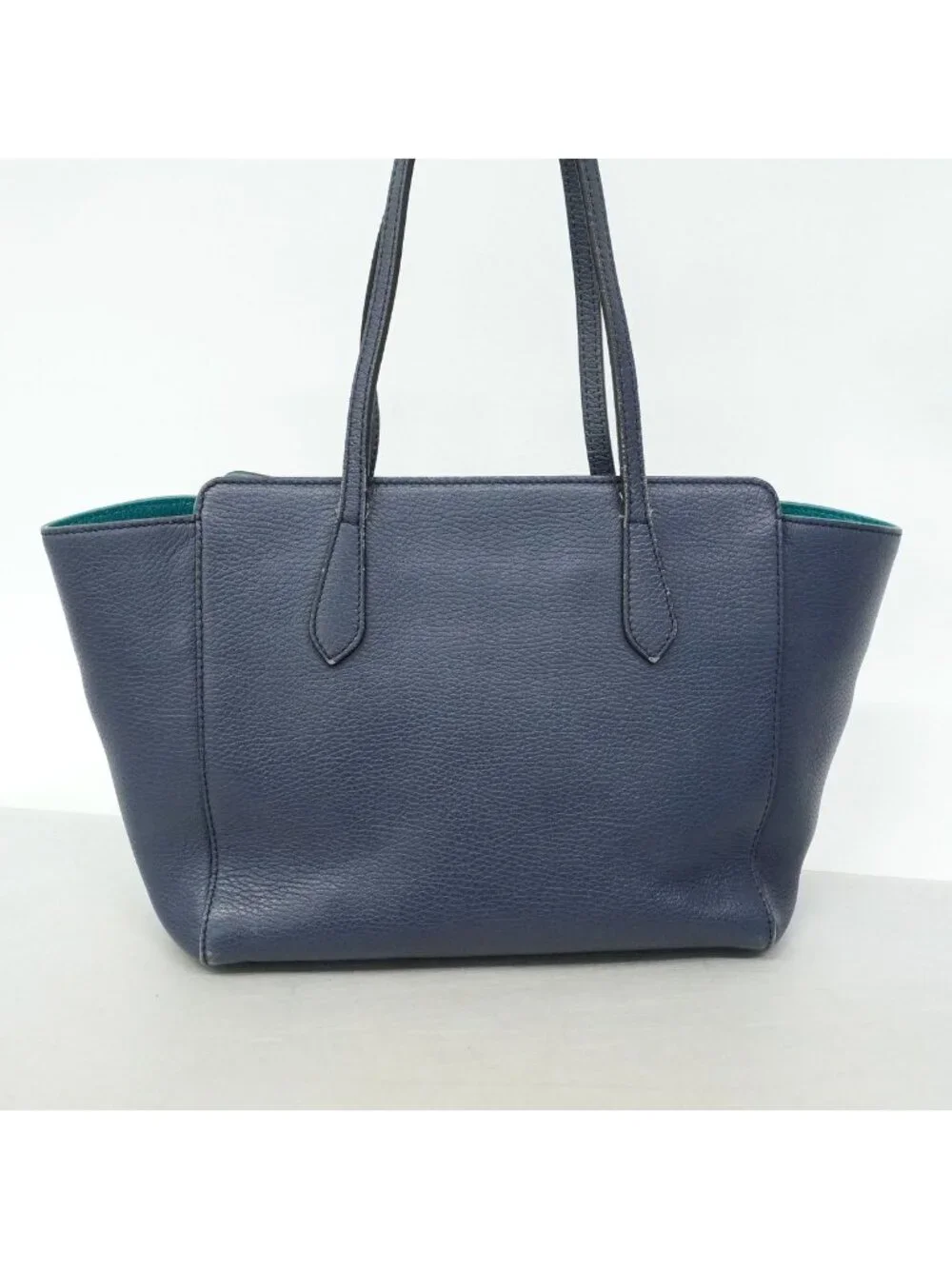Gucci Tote Swing Leather Navy Gold